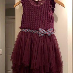 Matilda Jane burgundy sweater/tulle dress. Girls 6